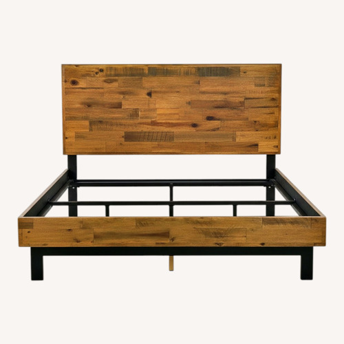 Used Wayfair Light Brown Wood Queen Bed for sale on AptDeco