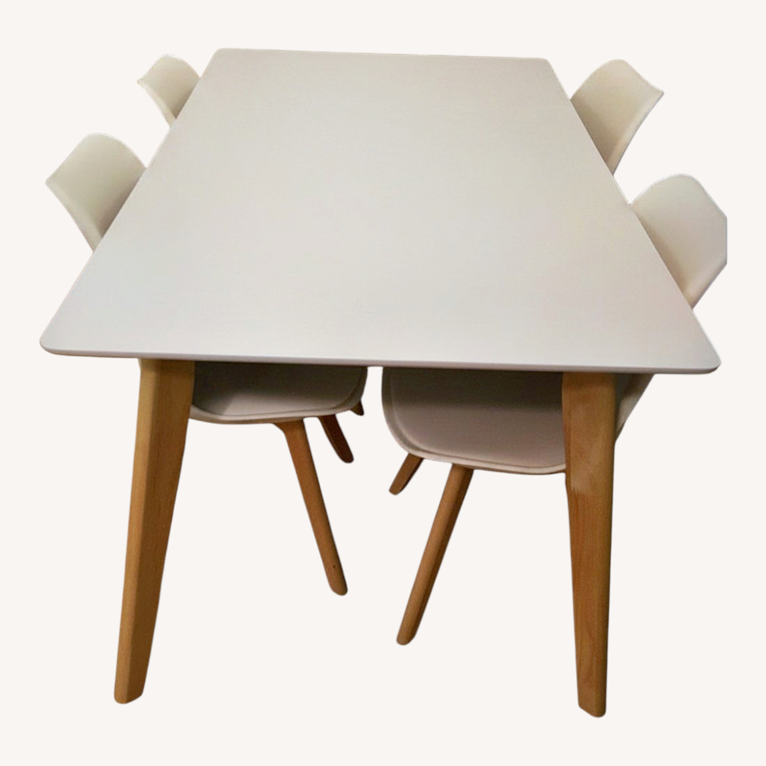White Mid-Century Extendable Dining Table & Chairs - image-0