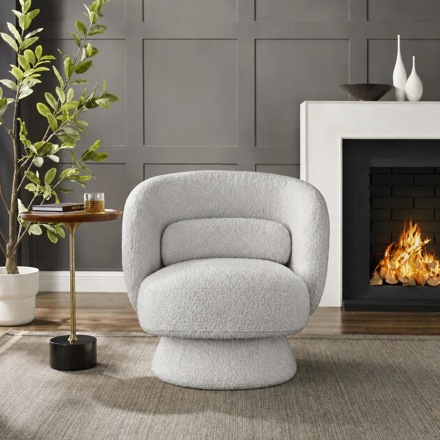 Wayfair Light Gray Fabric Accent Chair - image-4