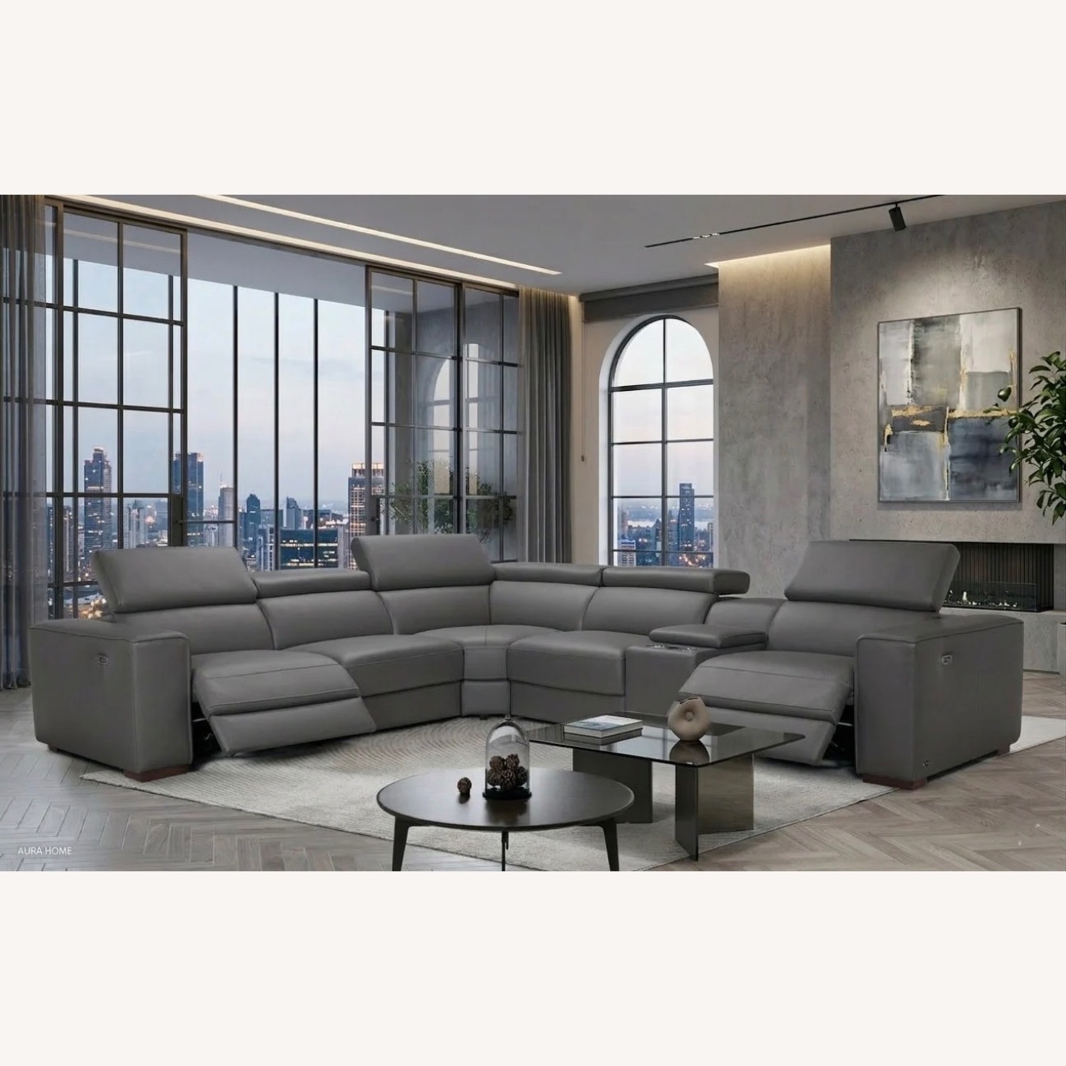 Dark Gray 7-Piece Reclining Sectional - image-7