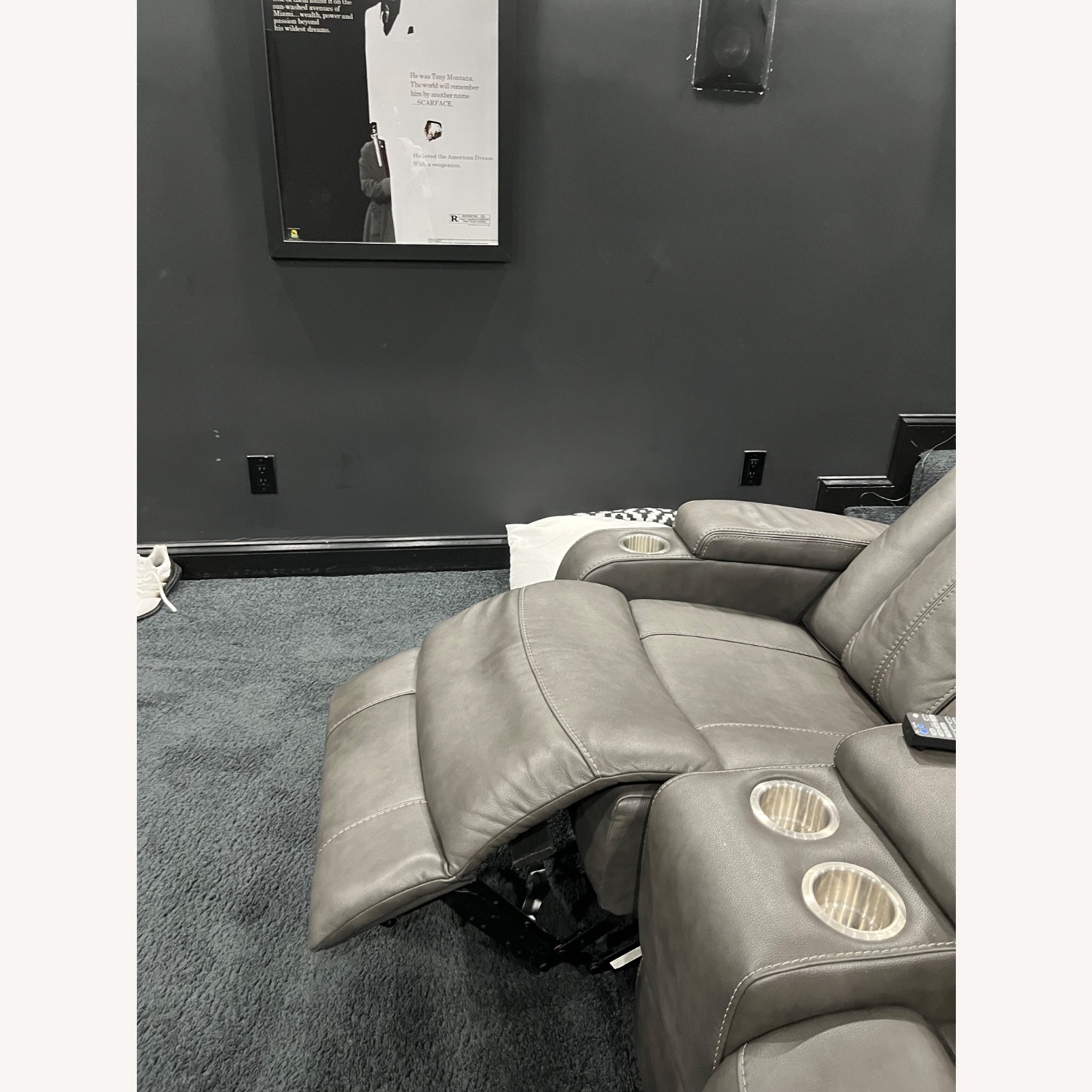 Dark Gray Leather Recliner - image-5