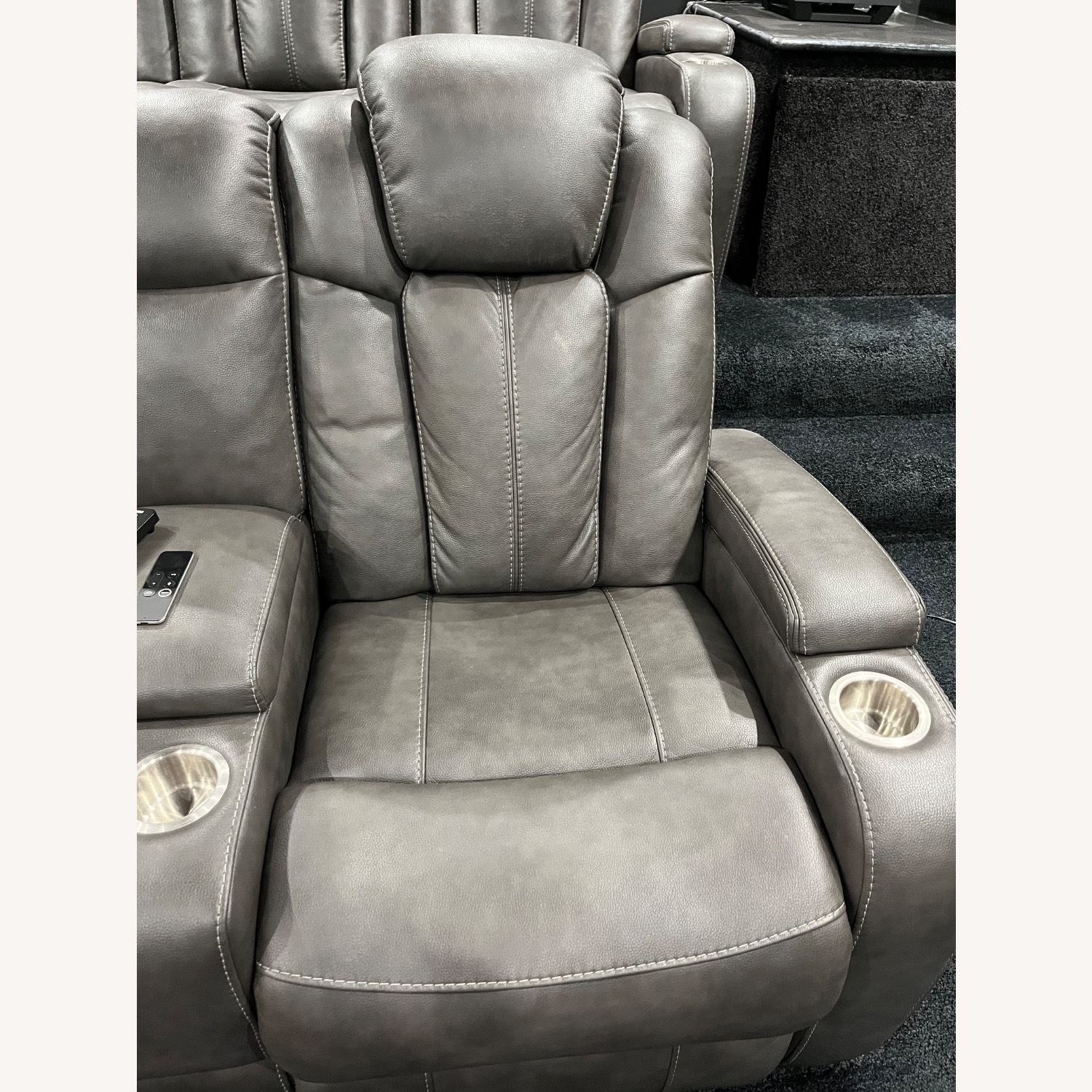 Dark Gray Leather Recliner - image-3
