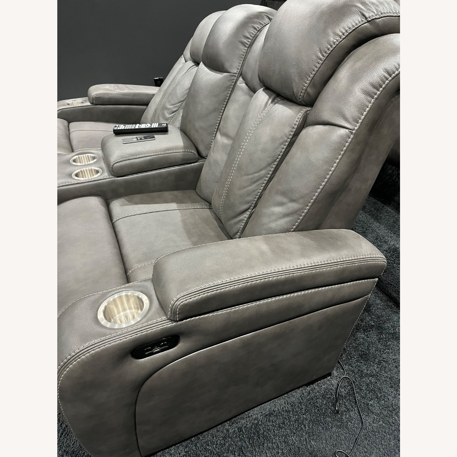 Dark Gray Leather Recliner - image-2