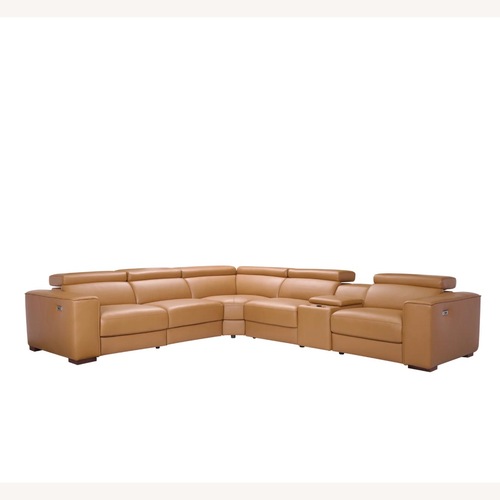 Used Caramel 7-Piece Reclining Sectional for sale on AptDeco