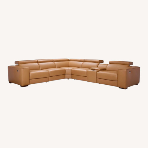 Used Caramel 7-Piece Reclining Sectional for sale on AptDeco