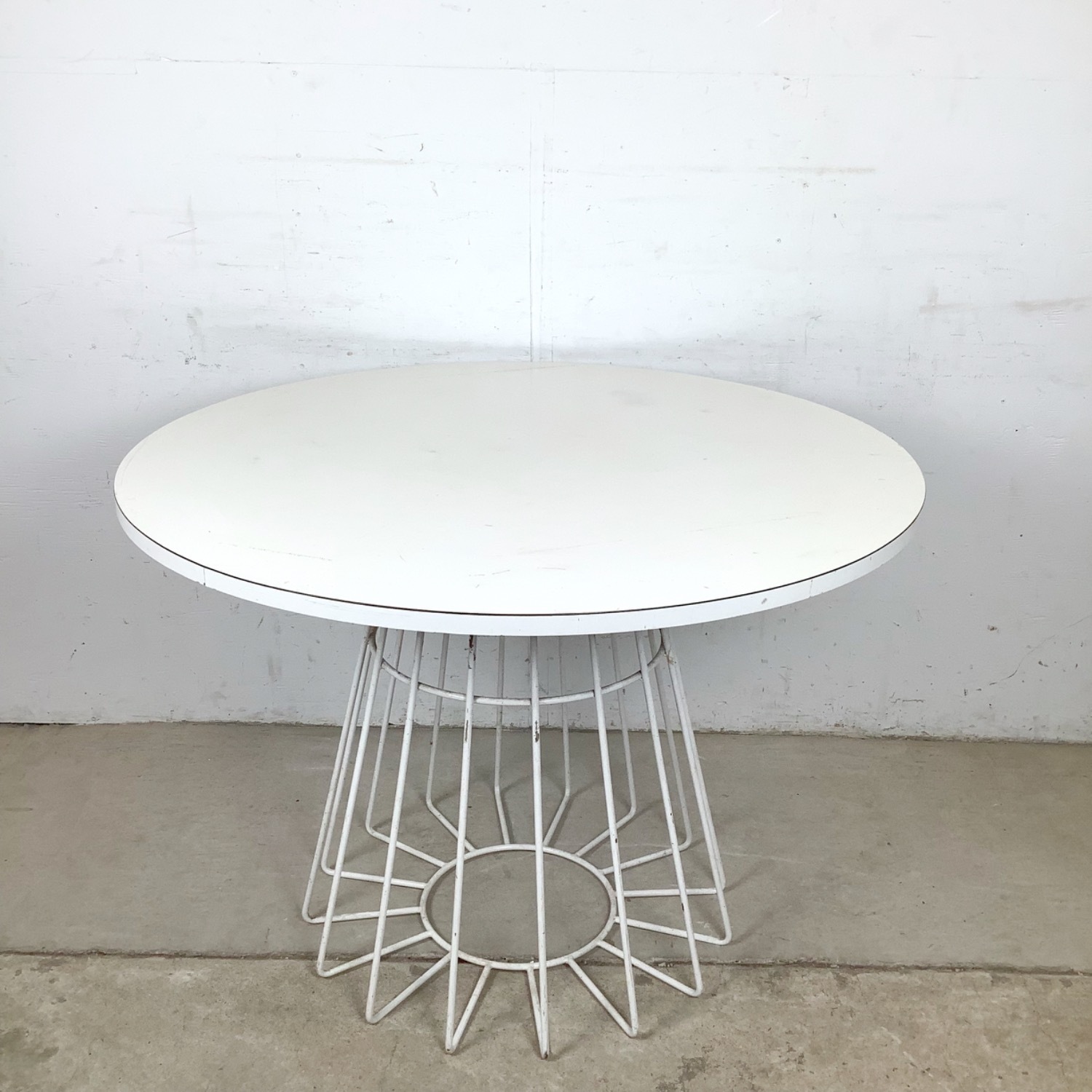 Round White Dining Table with Wire Base - image-2