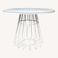 Round White Dining Table with Wire Base