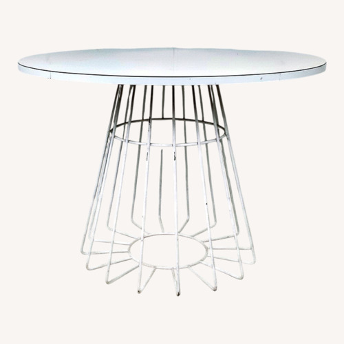 Used Round White Dining Table with Wire Base for sale on AptDeco