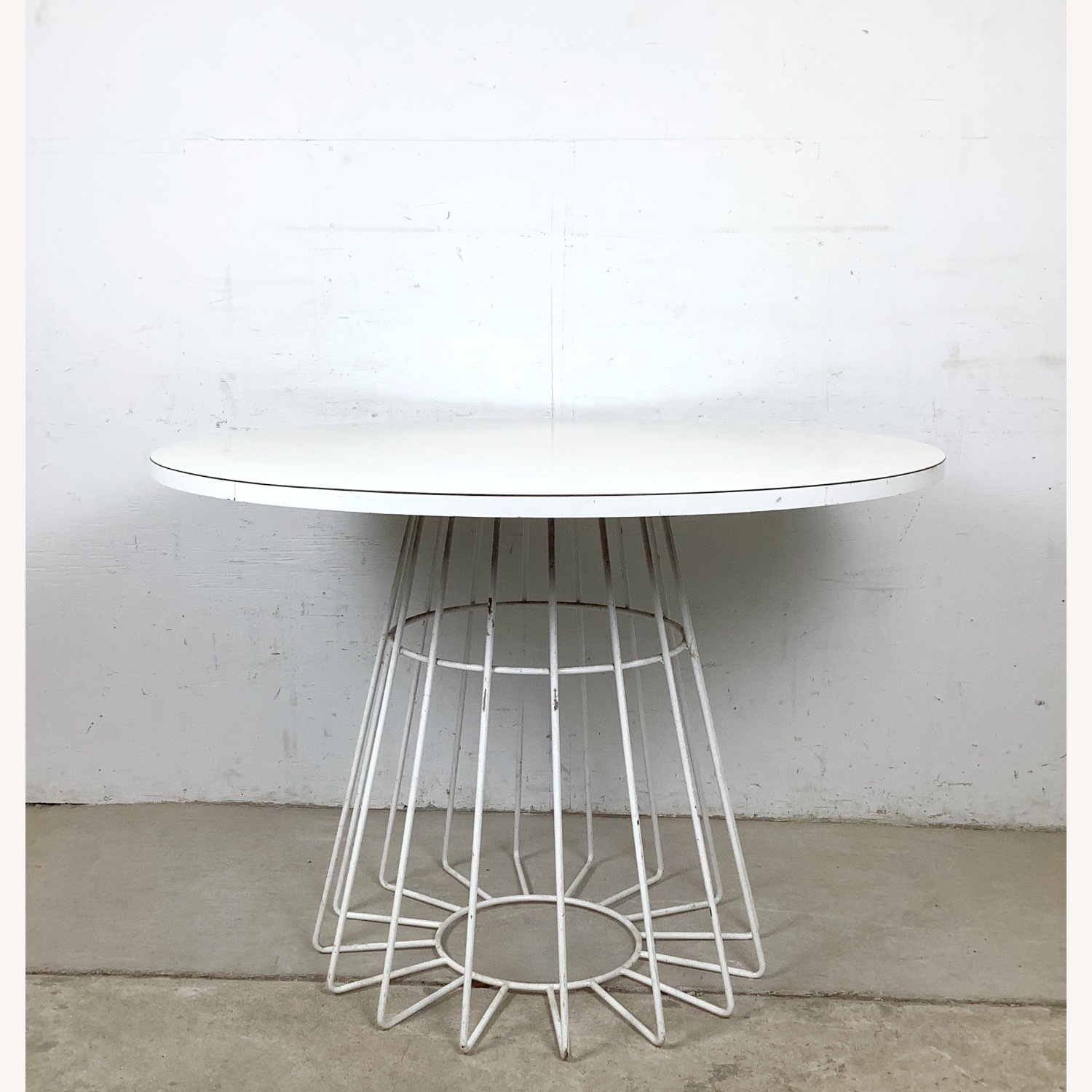 Round White Dining Table with Wire Base - image-1