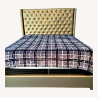 Silver Leather King Bed