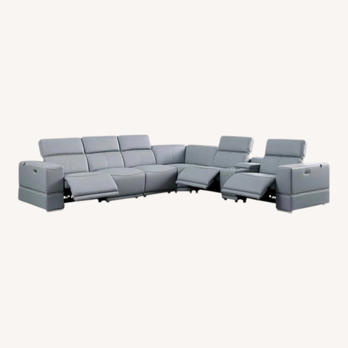 Used Franco Light Blue 7-Piece Reclining Sectional for sale on AptDeco
