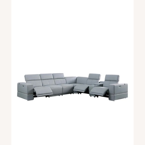 Used Franco Light Blue 7-Piece Reclining Sectional for sale on AptDeco