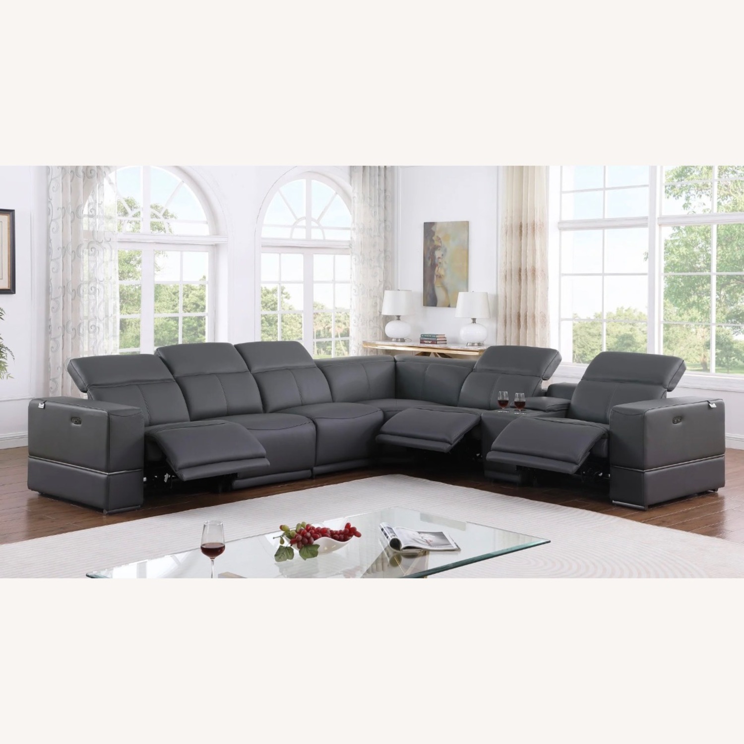 Franco Dark Grey 7-Piece Reclining Sectional - image-10