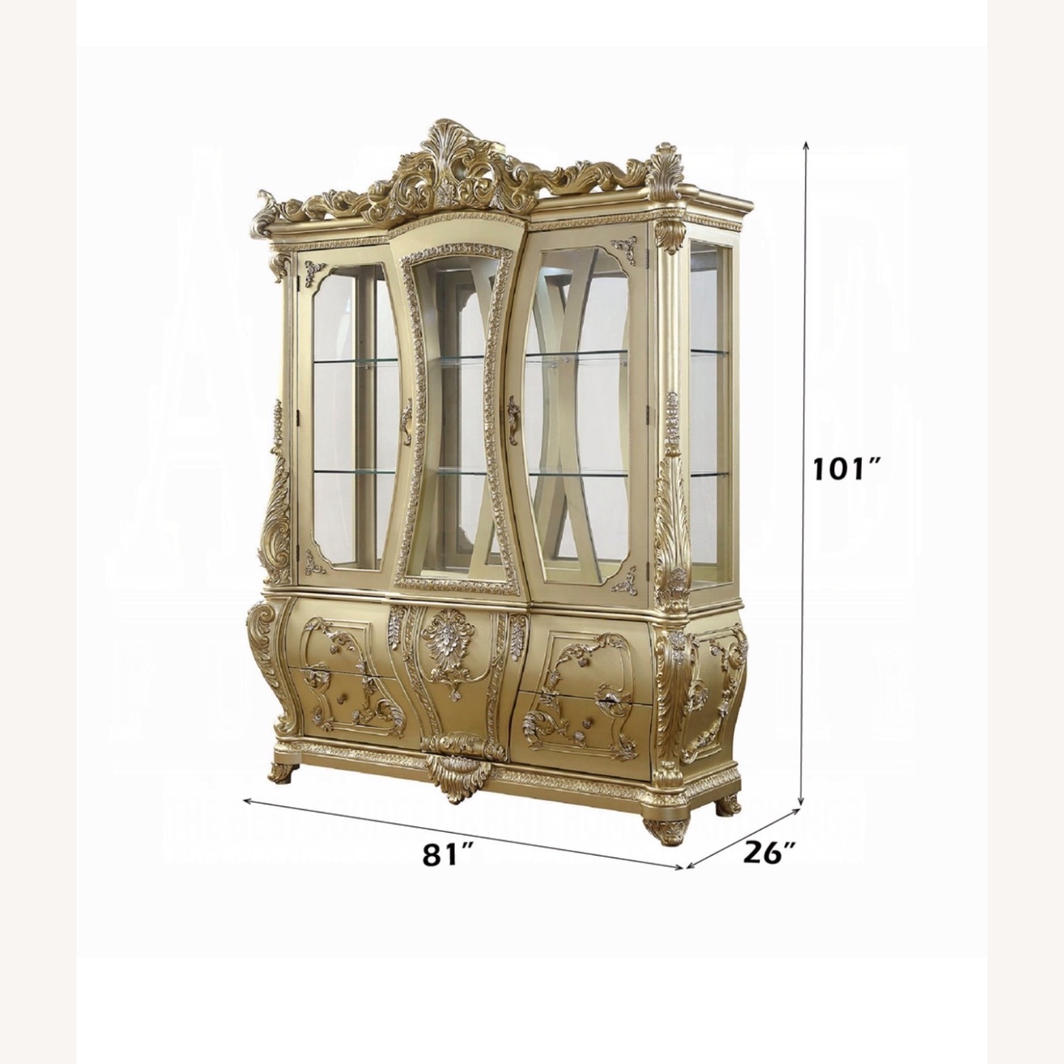 Luxury Gold Cabriole Curio Cabinet - image-3
