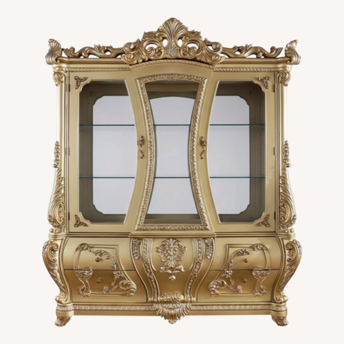 Used Luxury Gold Cabriole Curio Cabinet for sale on AptDeco