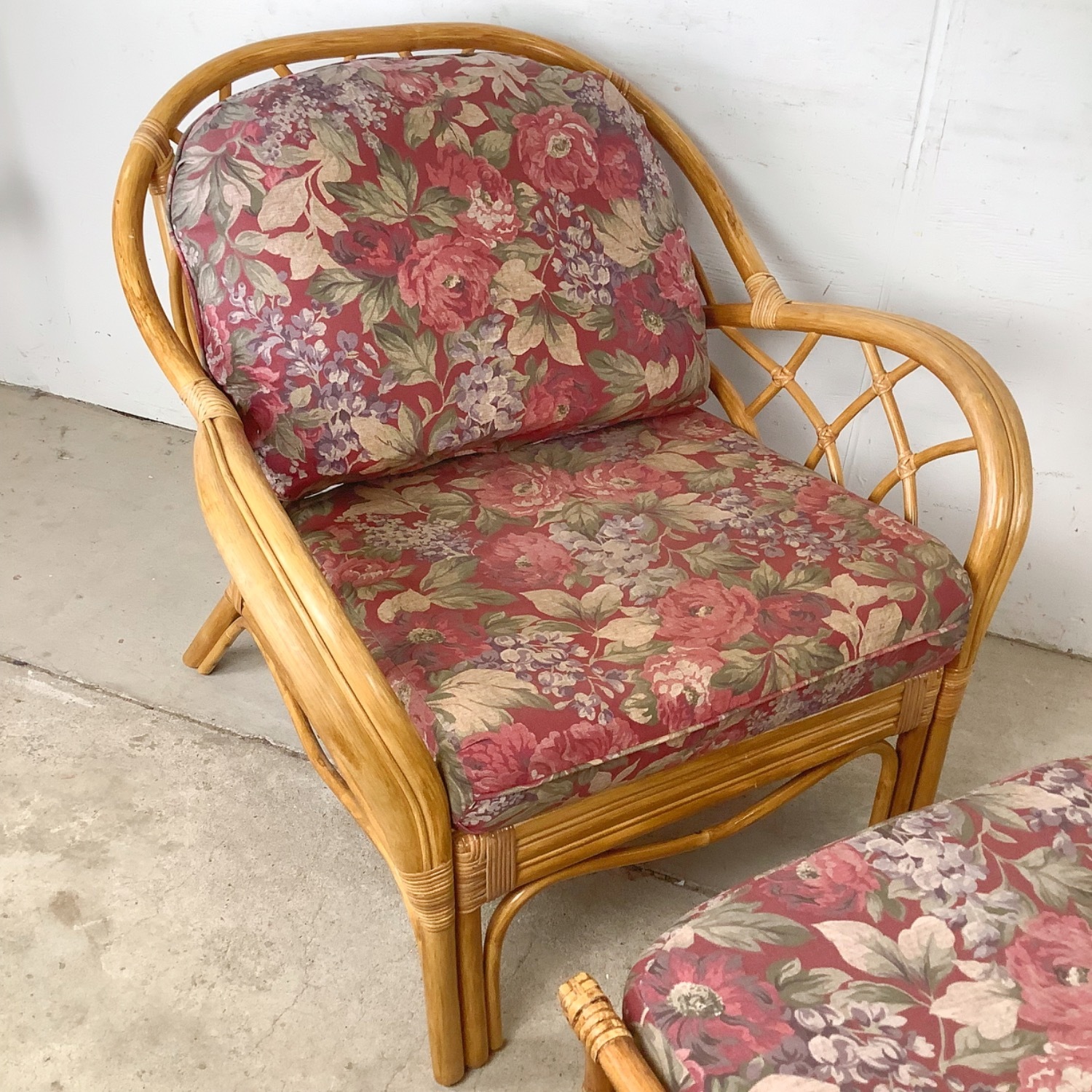 Ficks Reed Style Rattan Lounge Chair and Ottoman - image-3