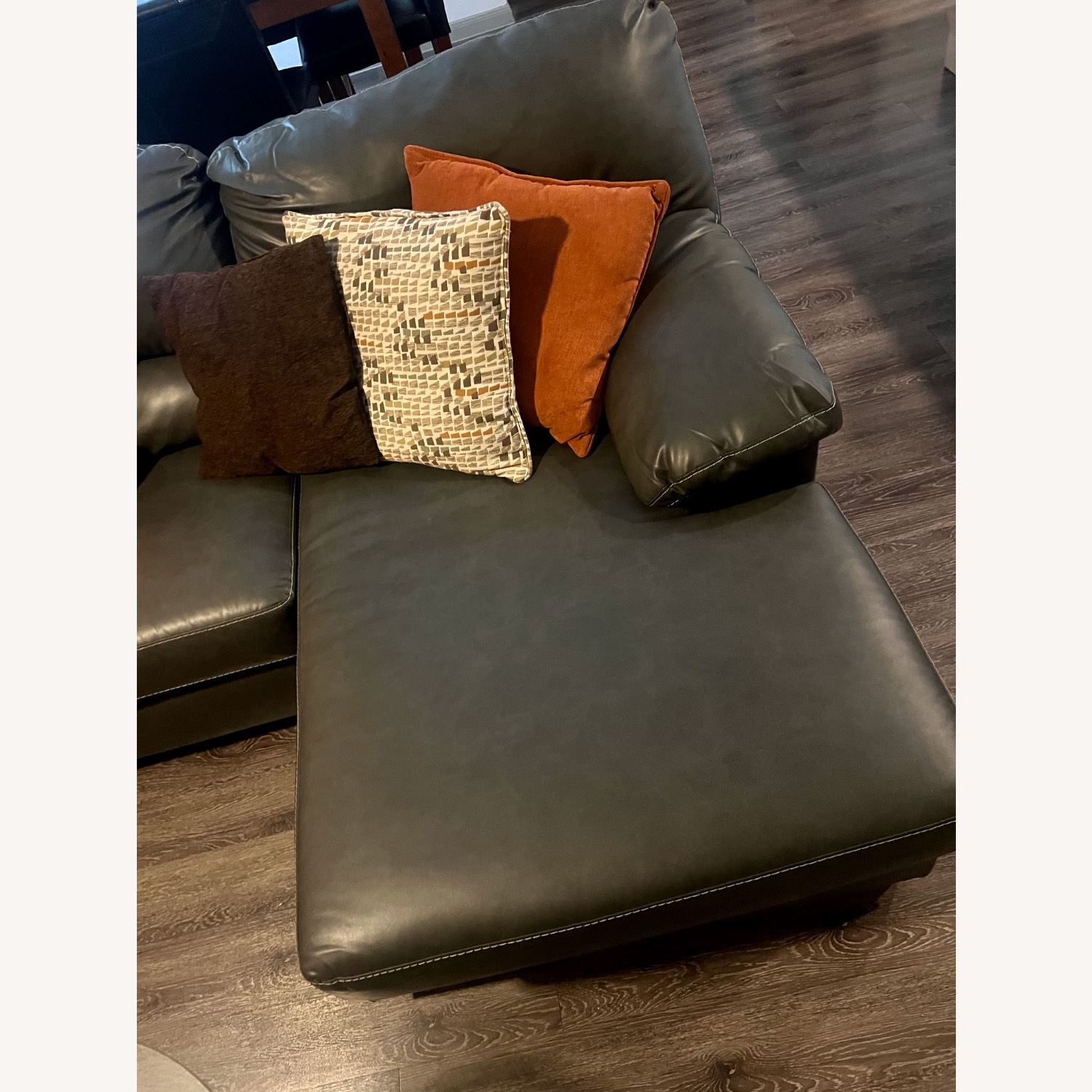 Dark Gray Leather 3+ Piece Sectional - image-5
