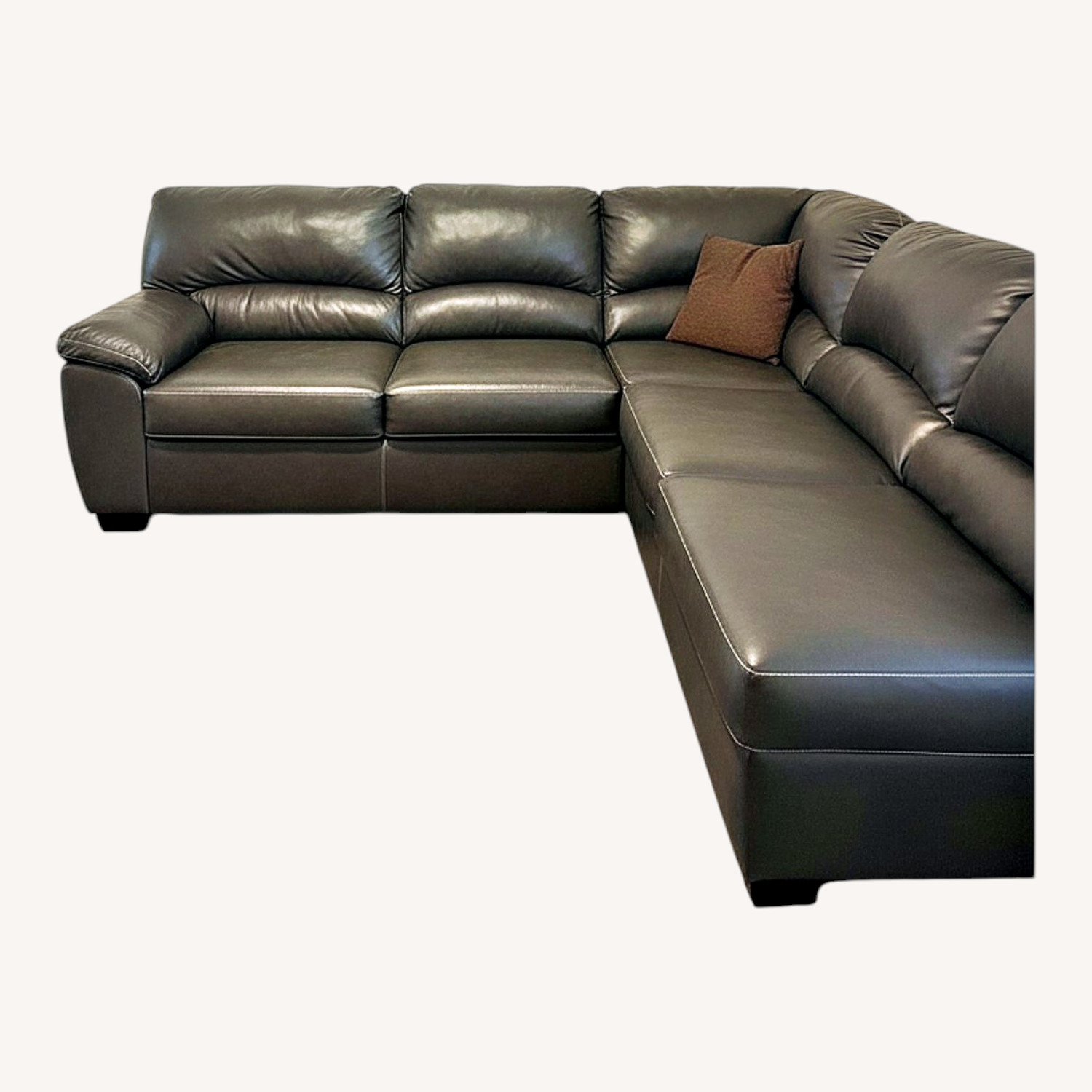 Dark Gray Leather 3+ Piece Sectional - image-0