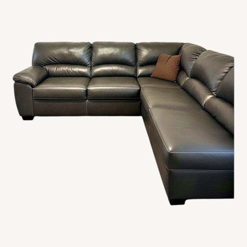 Used Dark Gray Leather 3+ Piece Sectional for sale on AptDeco