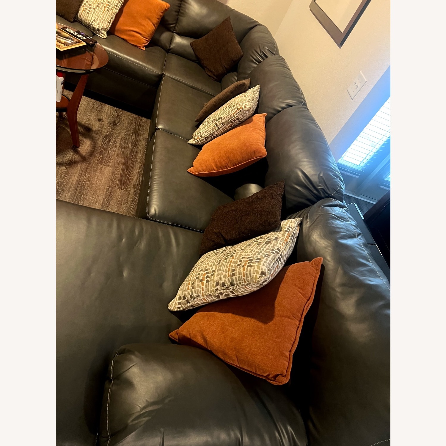 Dark Gray Leather 3+ Piece Sectional - image-2