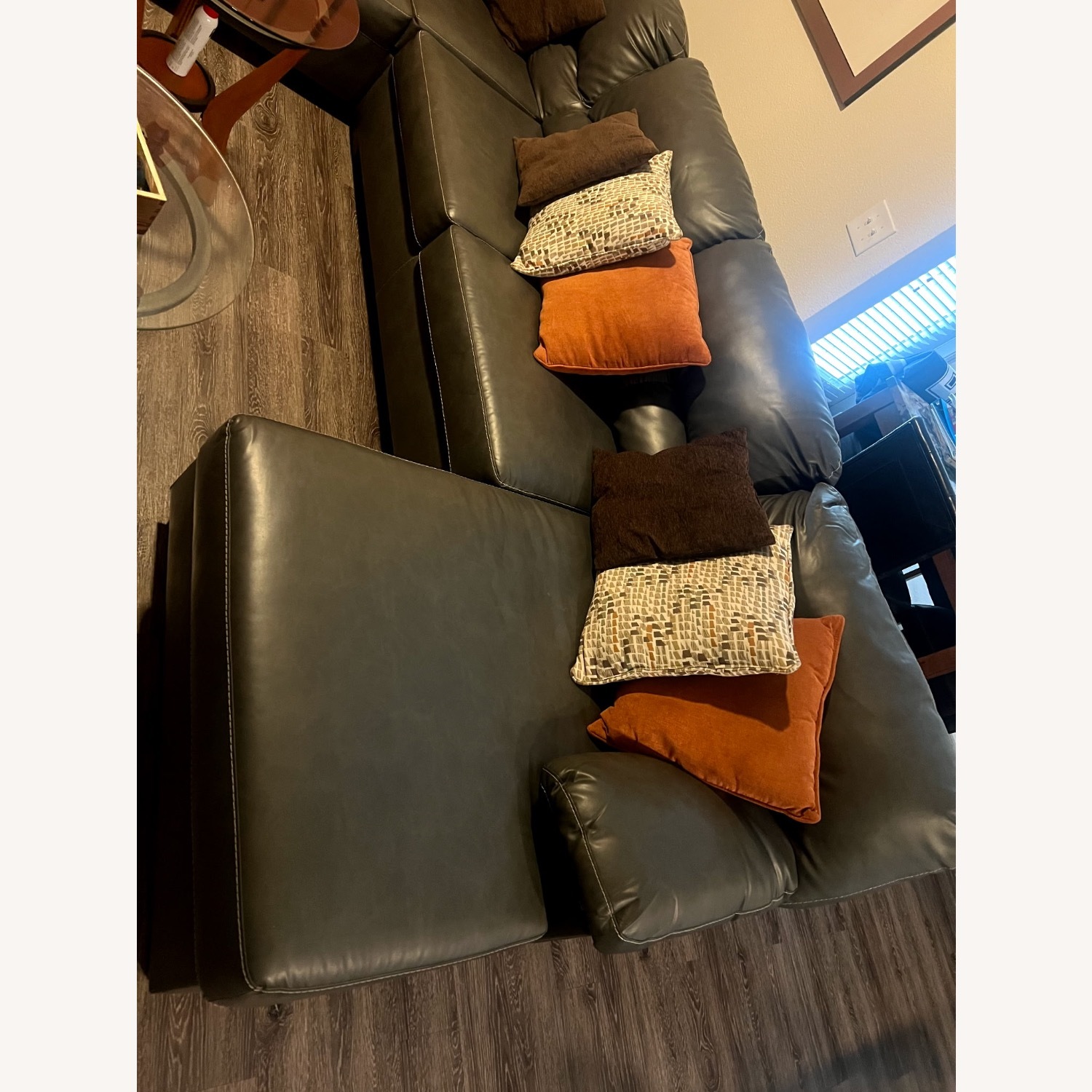 Dark Gray Leather 3+ Piece Sectional - image-3