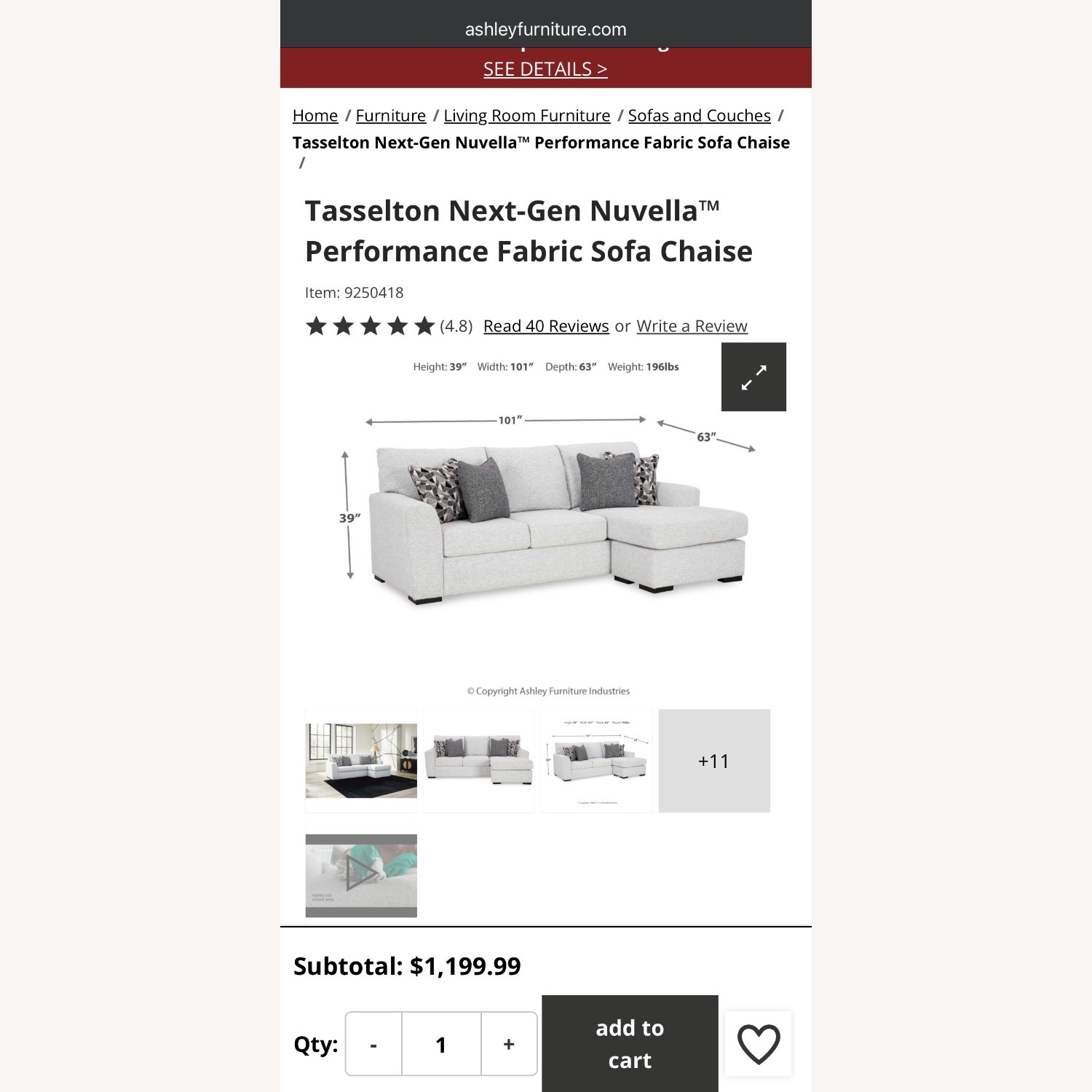 Ashley Furniture Sofa with Adjustable Chaise - image-4