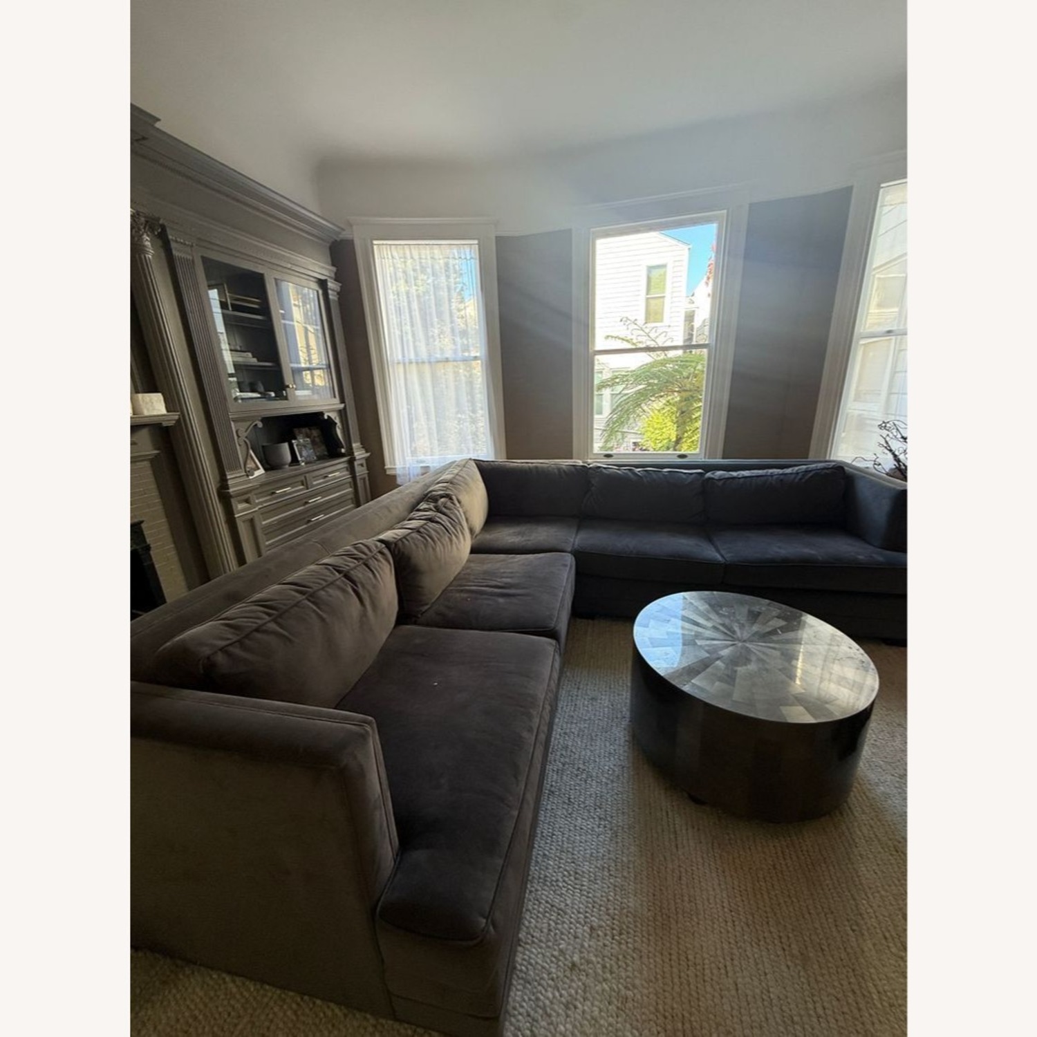 Mitchell Gold + Bob Williams Gray Velvet L-Shaped Sectional - image-1