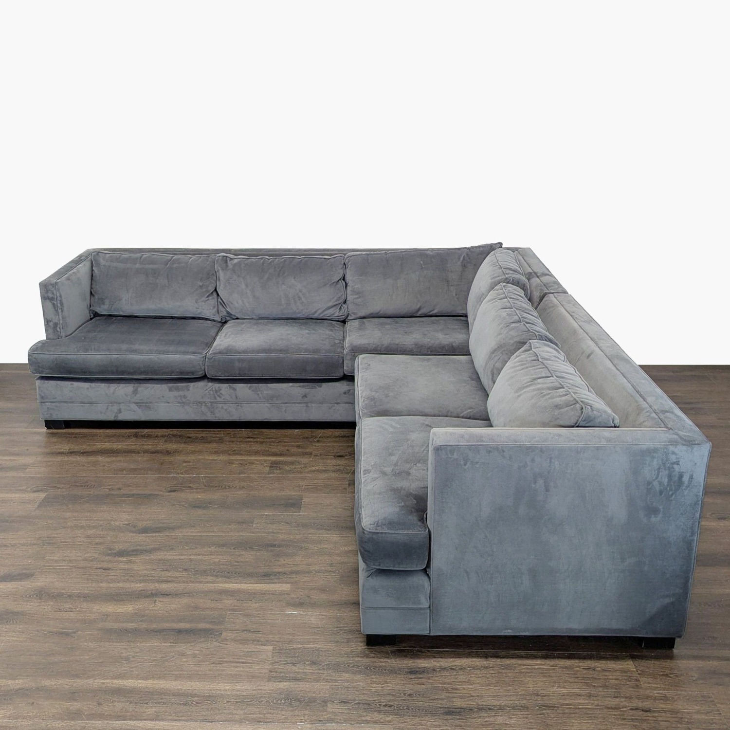 Mitchell Gold + Bob Williams Gray Velvet L-Shaped Sectional - image-8