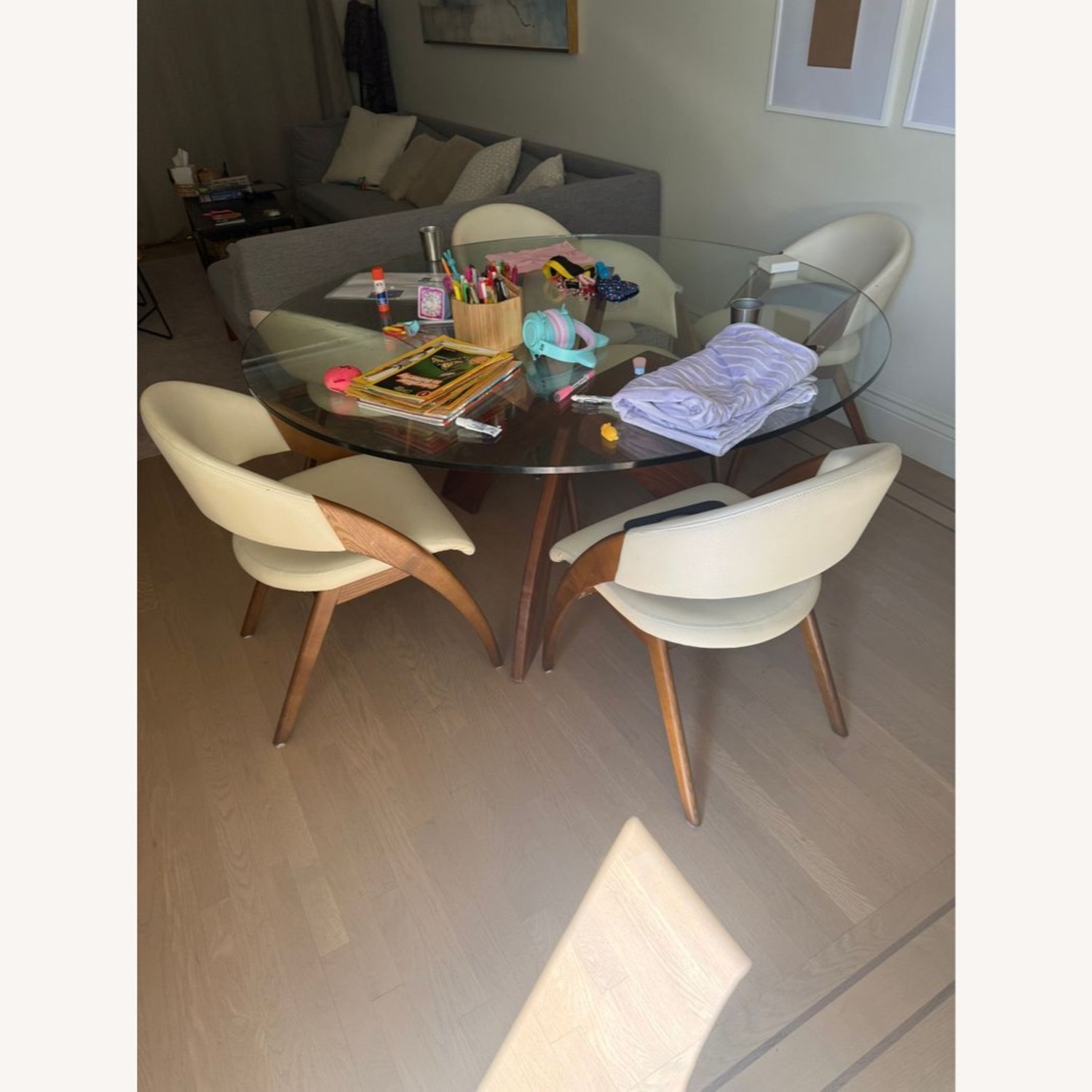 Lucas Mid-Century Cream & Walnut Dining Chair	 - image-4