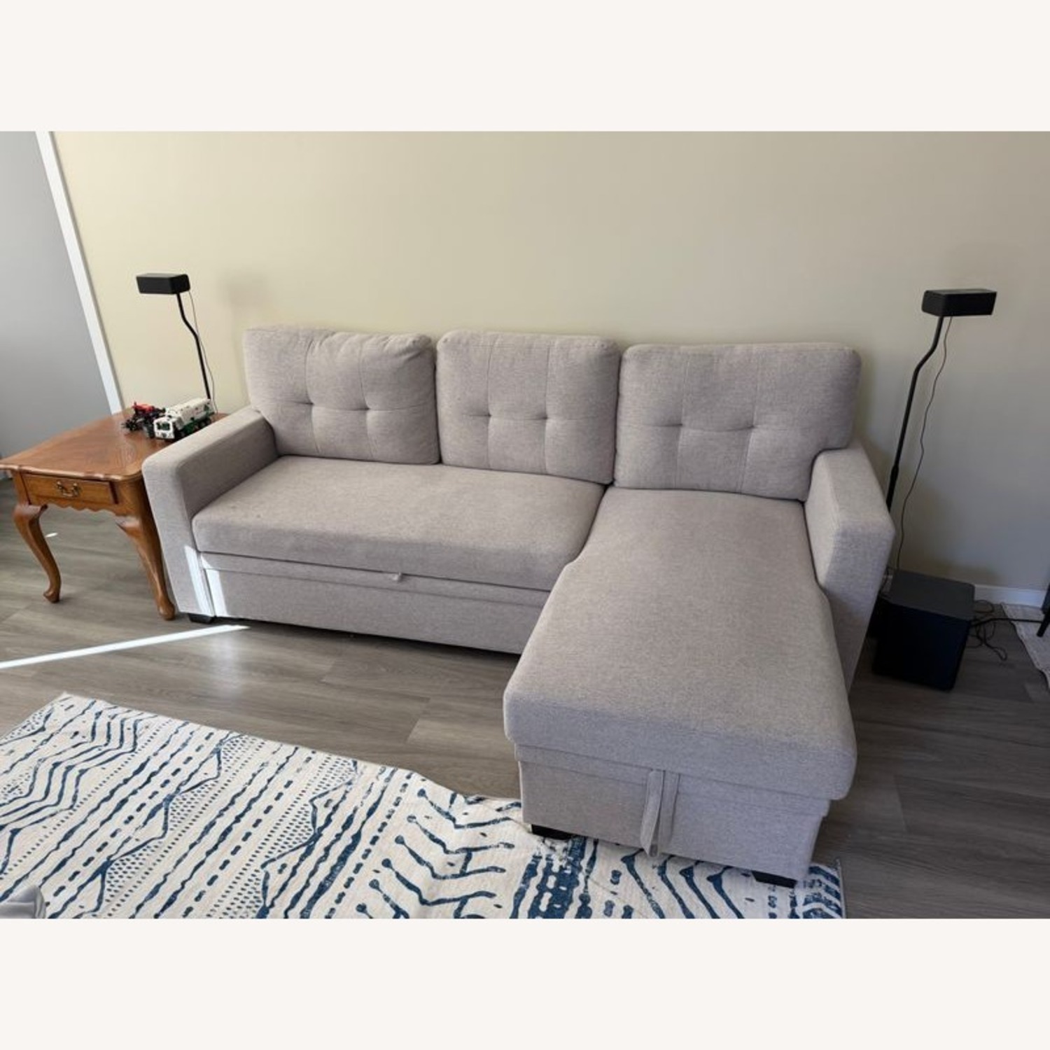 Light Gray Sectional Sofa with Pull-Out Bed  - image-1