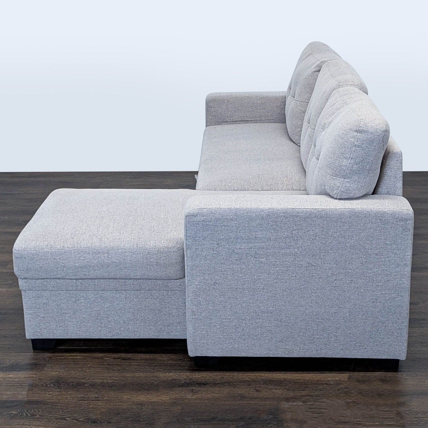 Light Gray Sectional Sofa with Pull-Out Bed  - image-4