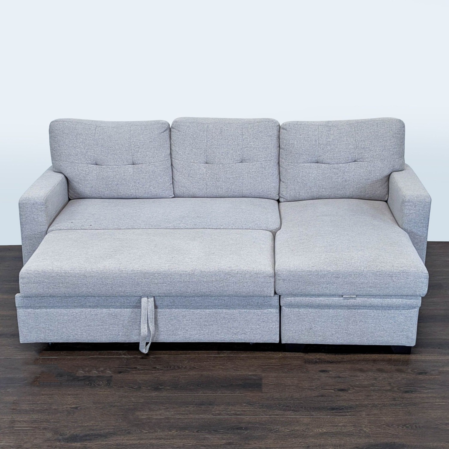 Light Gray Sectional Sofa with Pull-Out Bed  - image-3