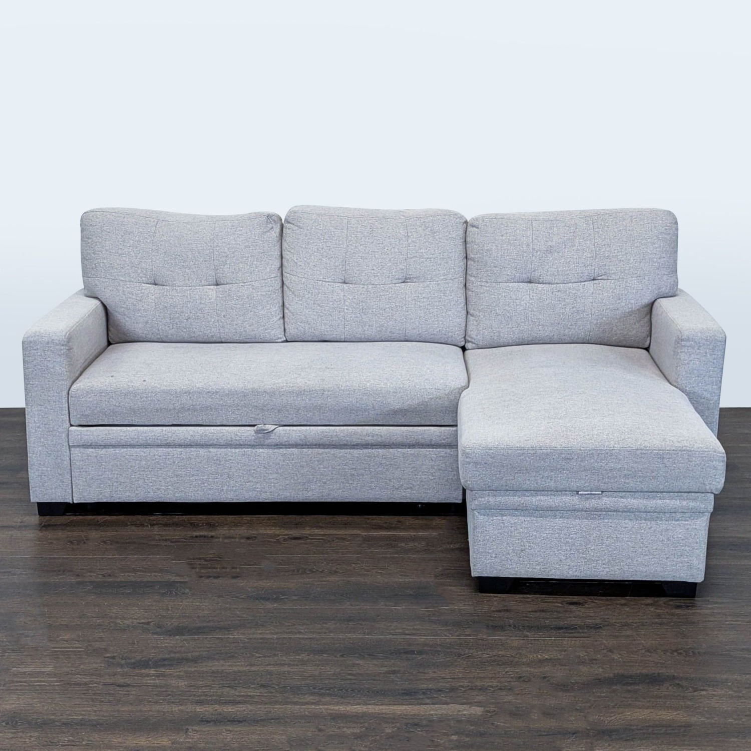 Light Gray Sectional Sofa with Pull-Out Bed  - image-8