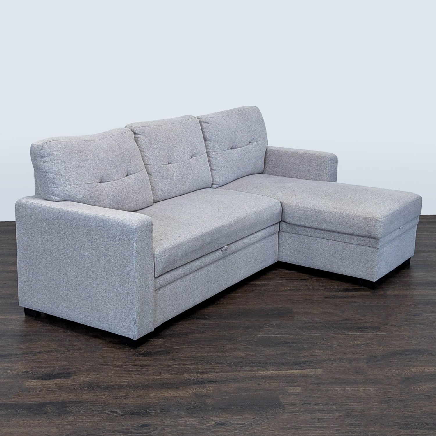 Light Gray Sectional Sofa with Pull-Out Bed  - image-6