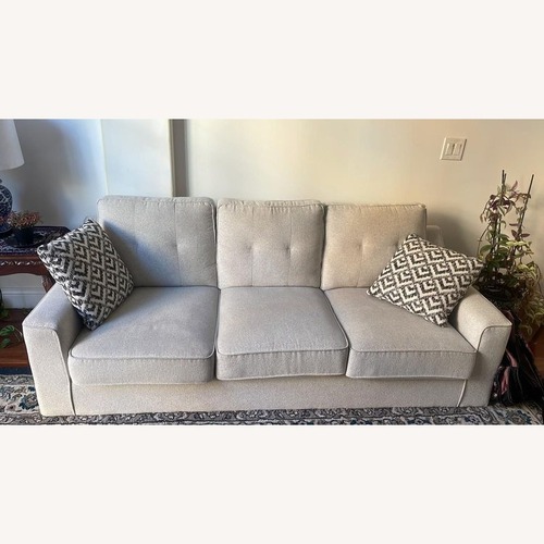 Used Living Spaces 3-Seat Light Gray Sofa for sale on AptDeco