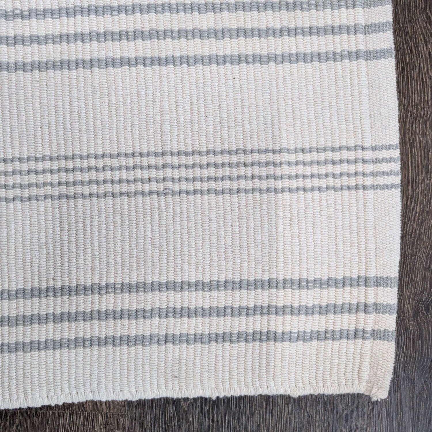 Dash and Albert Ivory & Grey Striped Flat Weave - image-2