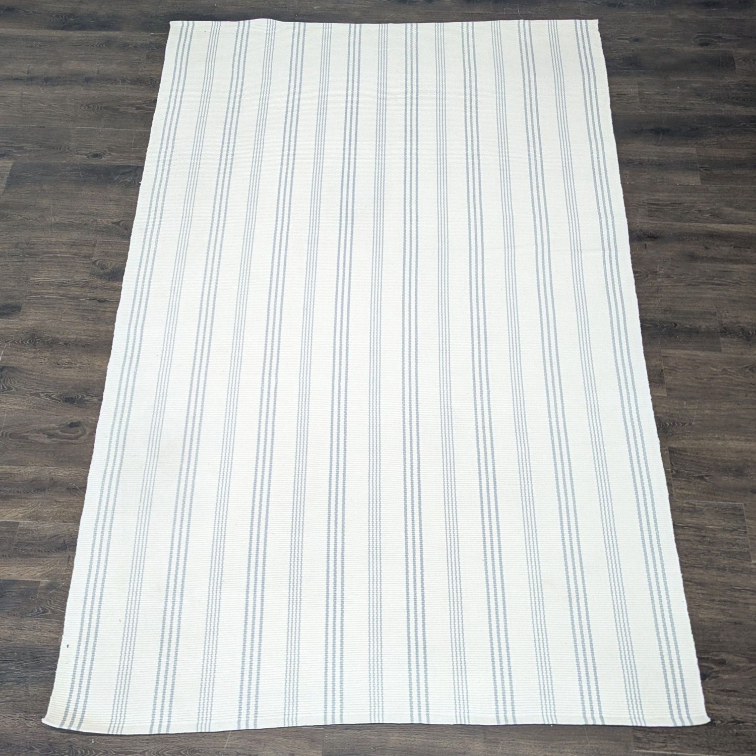 Dash and Albert Ivory & Grey Striped Flat Weave - image-4