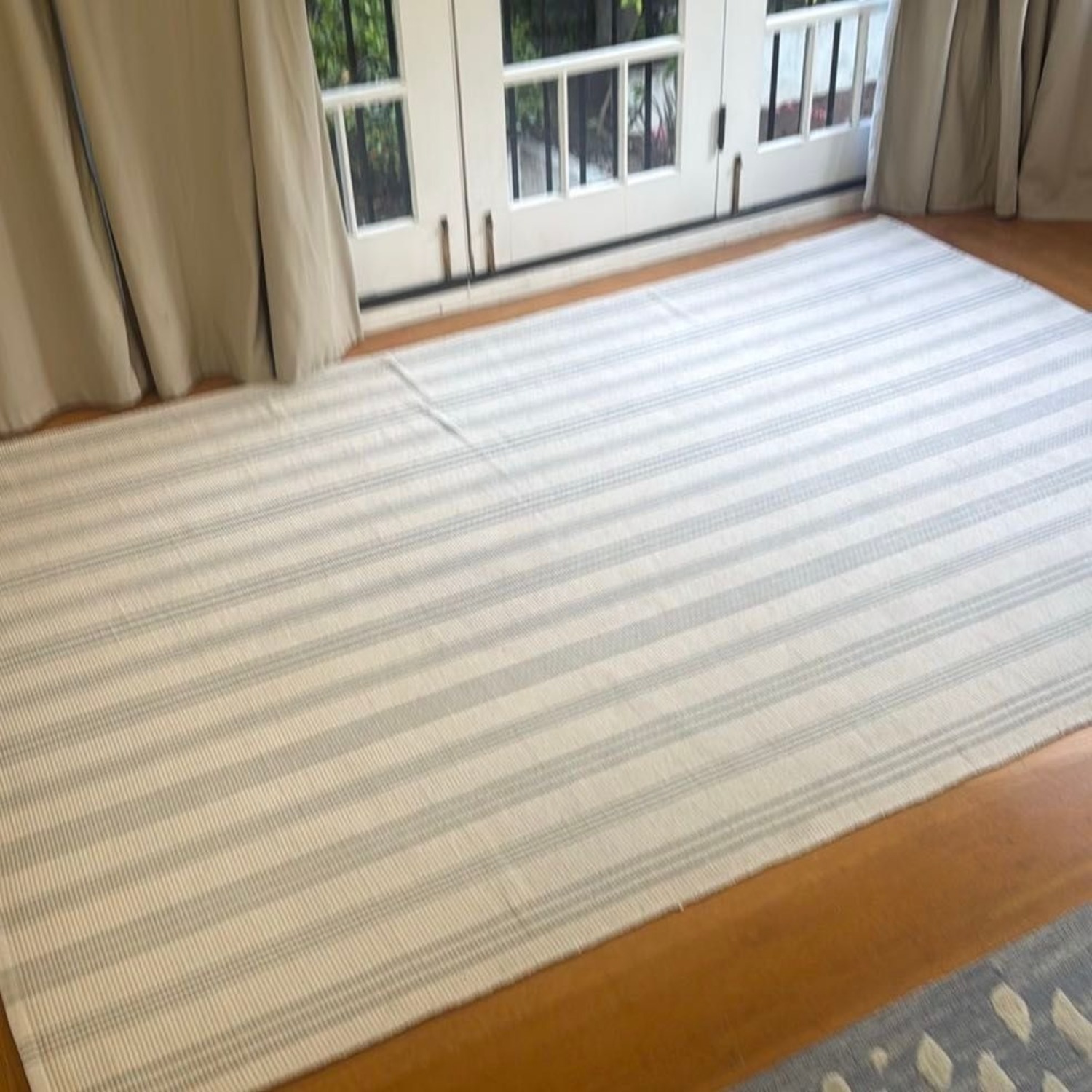 Dash and Albert Ivory & Grey Striped Flat Weave - image-1