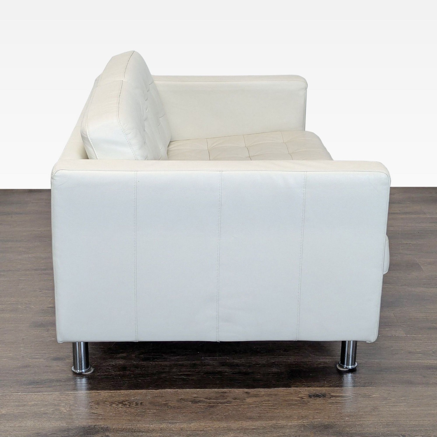 IKEA Morabo Modern White Leather Loveseat  - image-7