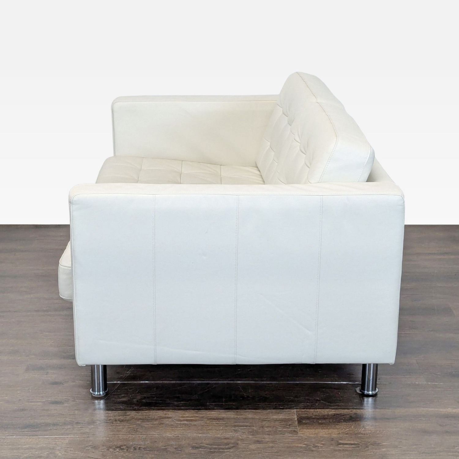 IKEA Morabo Modern White Leather Loveseat  - image-3