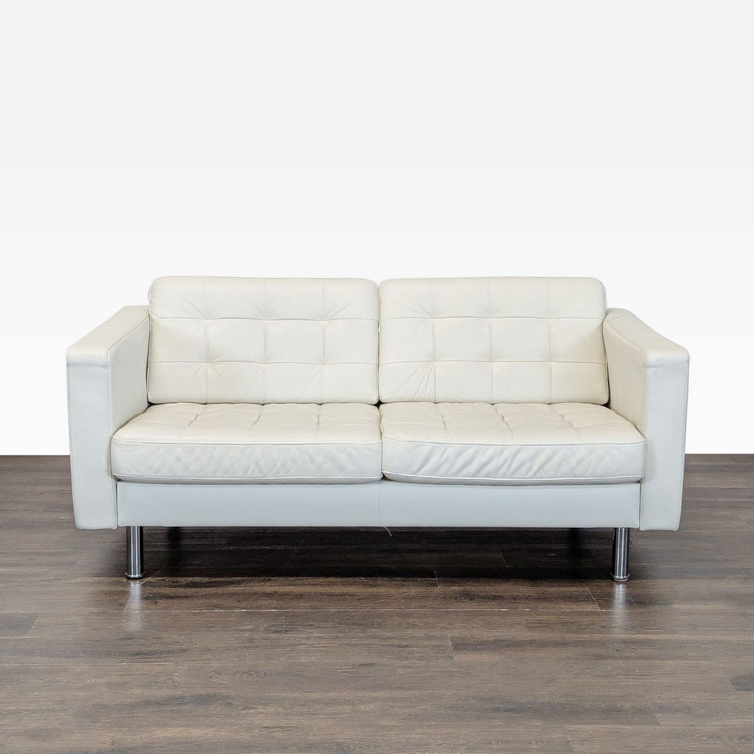IKEA Morabo Modern White Leather Loveseat  - image-6