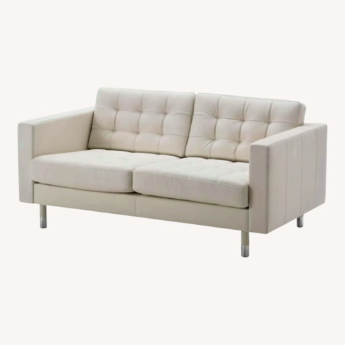 Used IKEA Morabo Modern White Leather Loveseat for sale on AptDeco