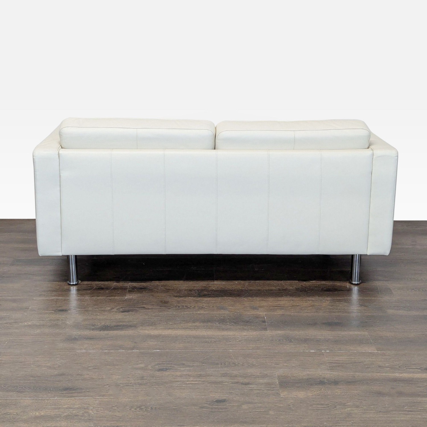 IKEA Morabo Modern White Leather Loveseat  - image-4