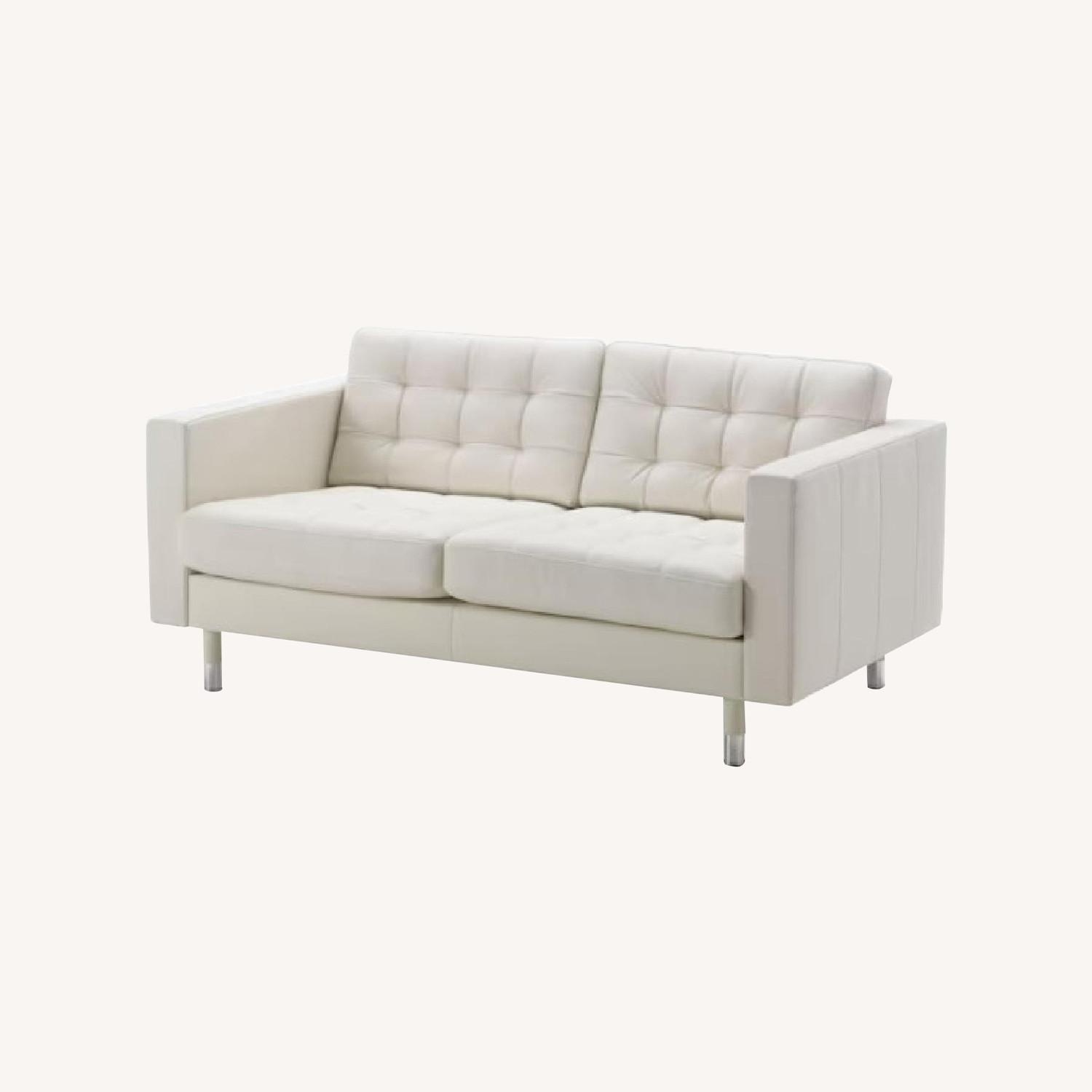IKEA Morabo Modern White Leather Loveseat  - image-8
