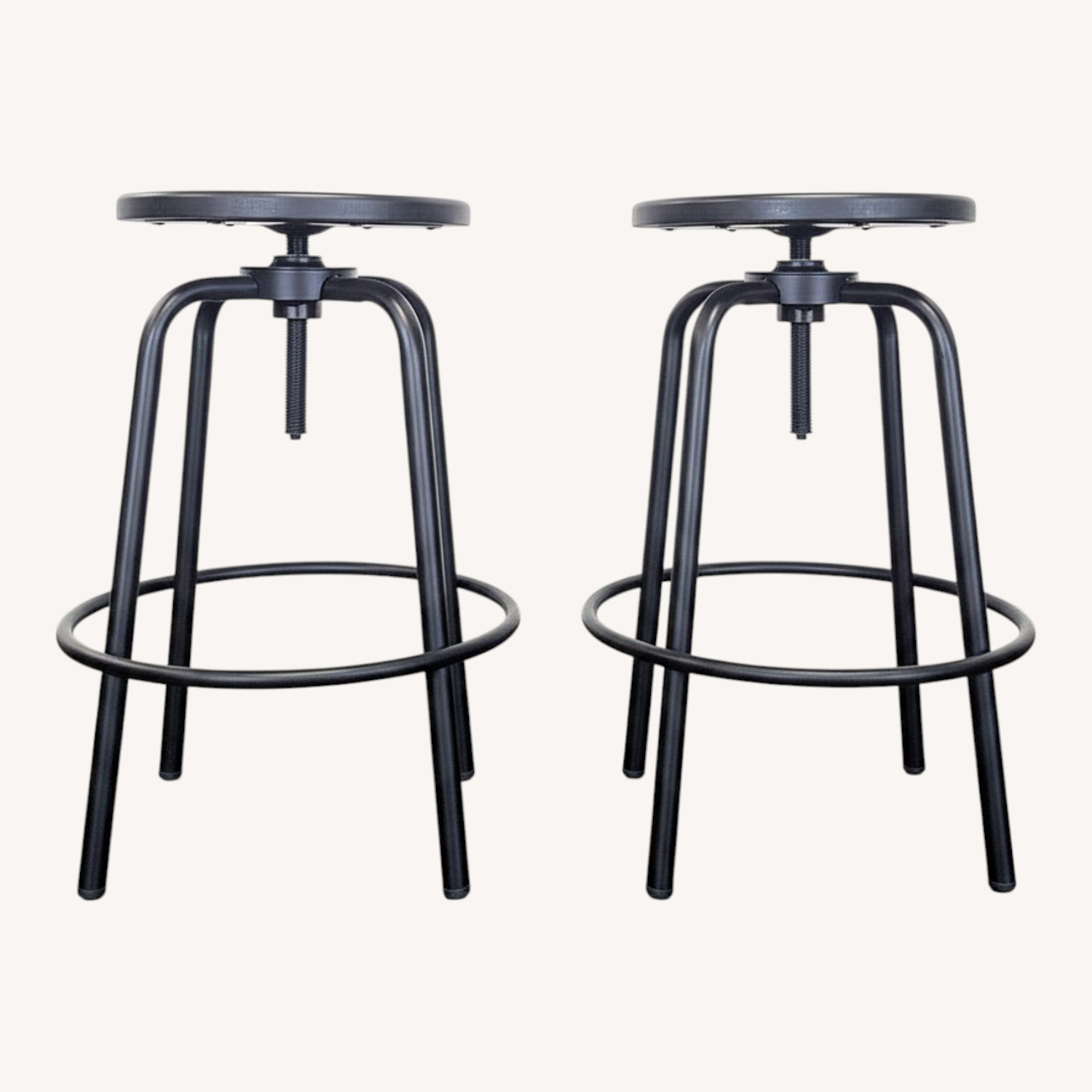 Pair of Metal and Wood Adjustable Stools - image-0