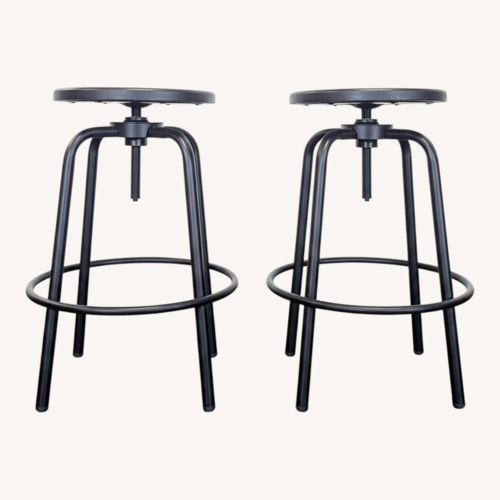 Used Pair of Metal and Wood Adjustable Stools	 for sale on AptDeco
