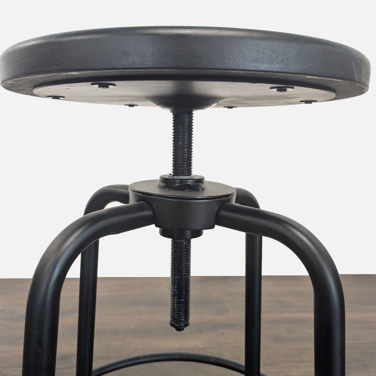 Pair of Metal and Wood Adjustable Stools - image-3
