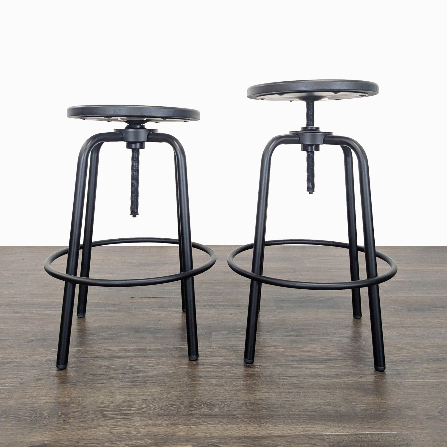 Pair of Metal and Wood Adjustable Stools - image-6