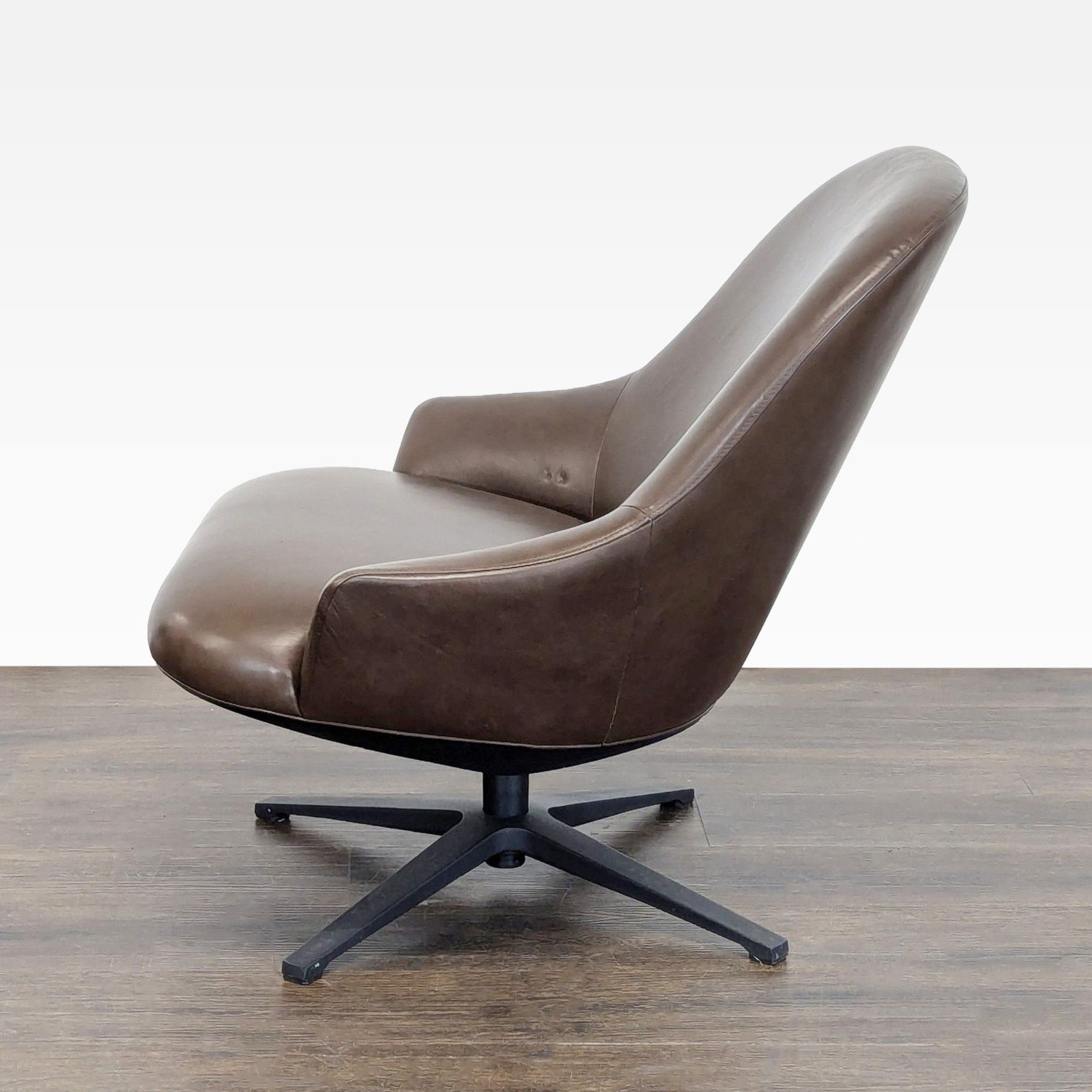 Article Brown Leather Swivel Lounge Chair - Modern - image-3