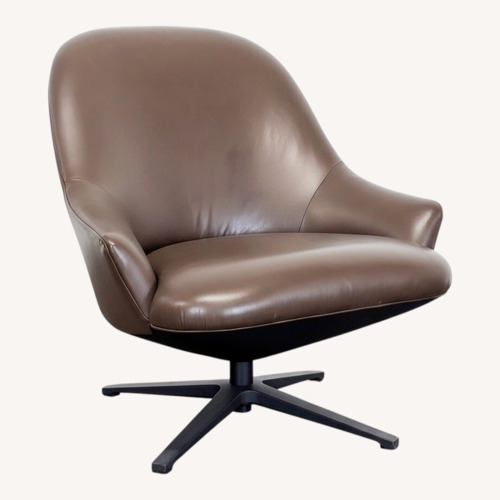 Used Article Brown Leather Swivel Lounge Chair - Modern for sale on AptDeco